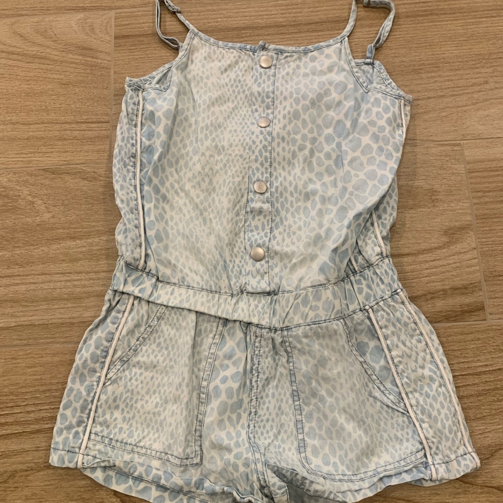Firm price Vintage Havana Blue romper with Distressed Detailing